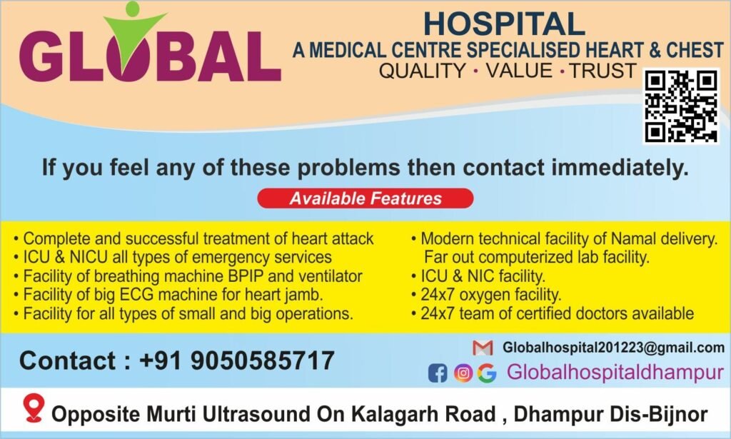 Global Hospital Dhampur: Leading the Charge in Heart and Chest Care with a Visionary Touch.