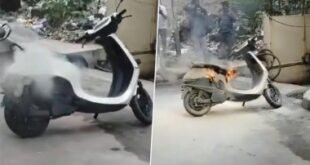 Ola Scooter Catches Fire Outside Bengaluru Showroom, Sparking Social Media Outrage