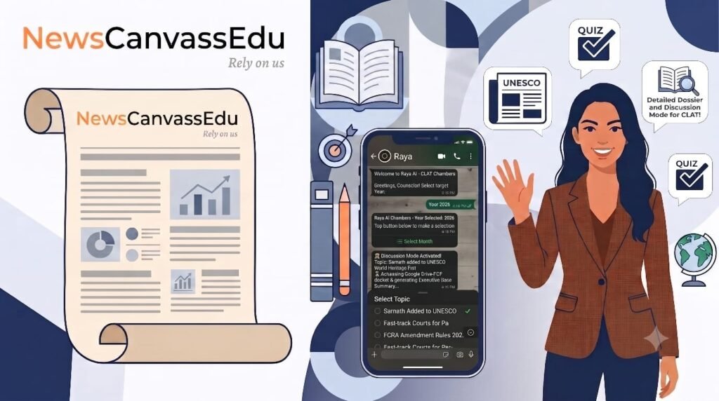 NewsCanvassEdu Launches RAYA — India's First AI-Powered CLAT Current Affairs & GK Assistant on WhatsApp